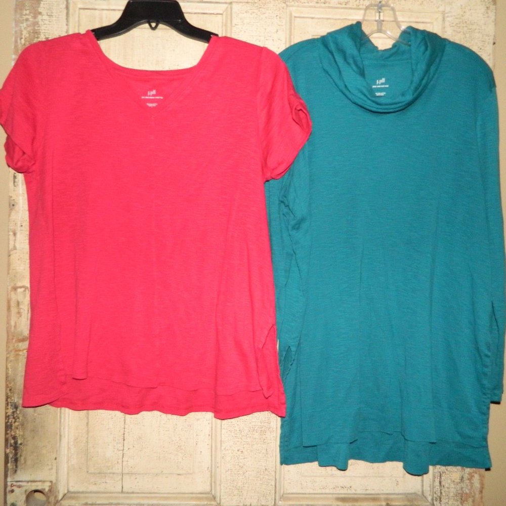 J. Jill Pima Cowl Neck - V Neck Tunic Lot of 2 Tops Size Large (R-50)